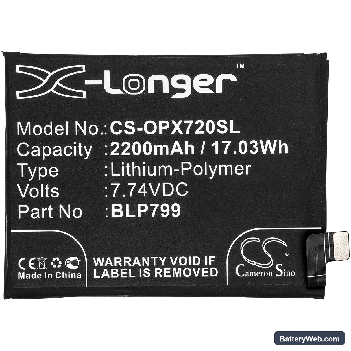Oppo Realme X7 Pro 5G Replacement Battery, 7.74V, 2200mAh, Li-Polymer 3