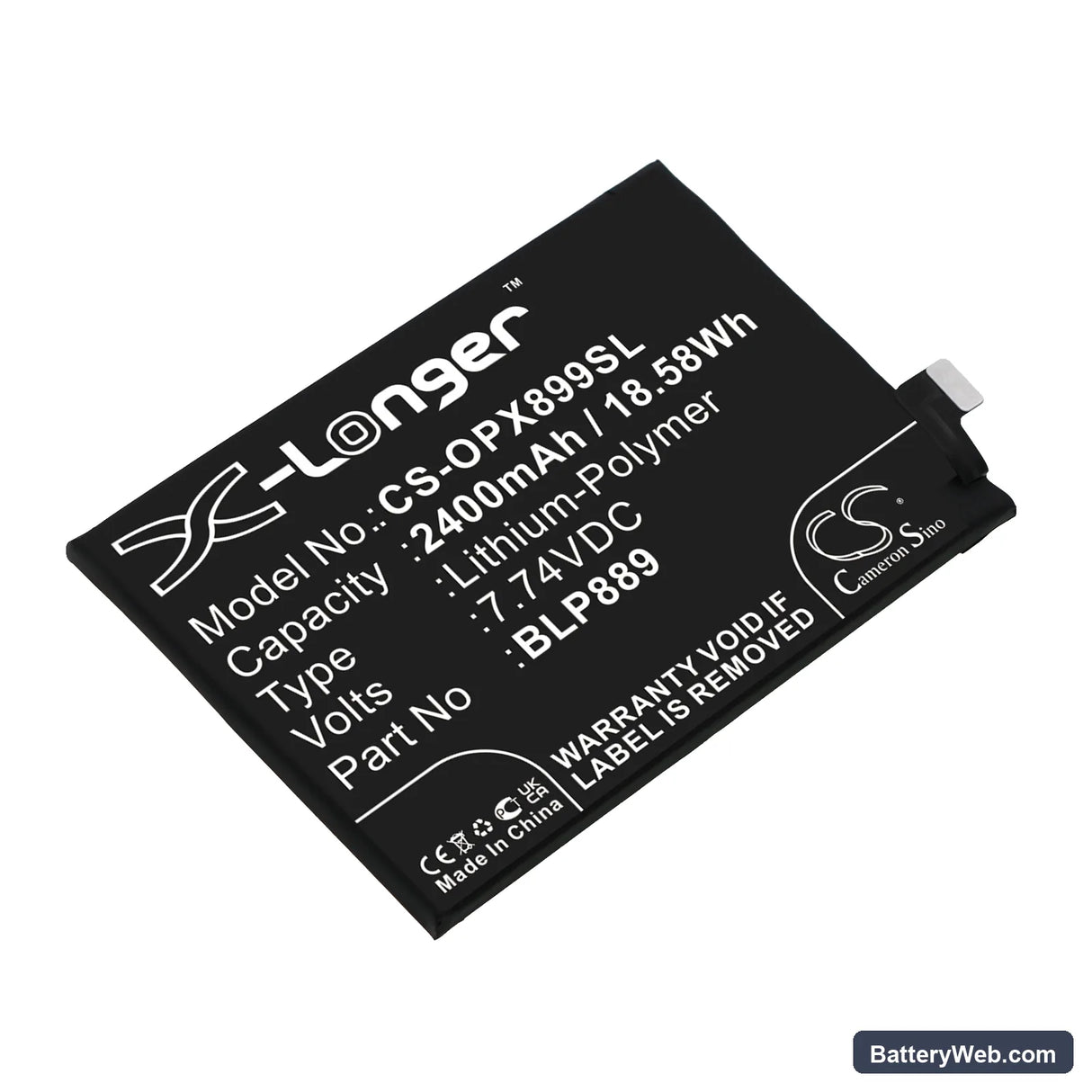 Oppo Find X5 Pro Replacement Battery, 7.74V, 2400mAh, Li-Polymer 1