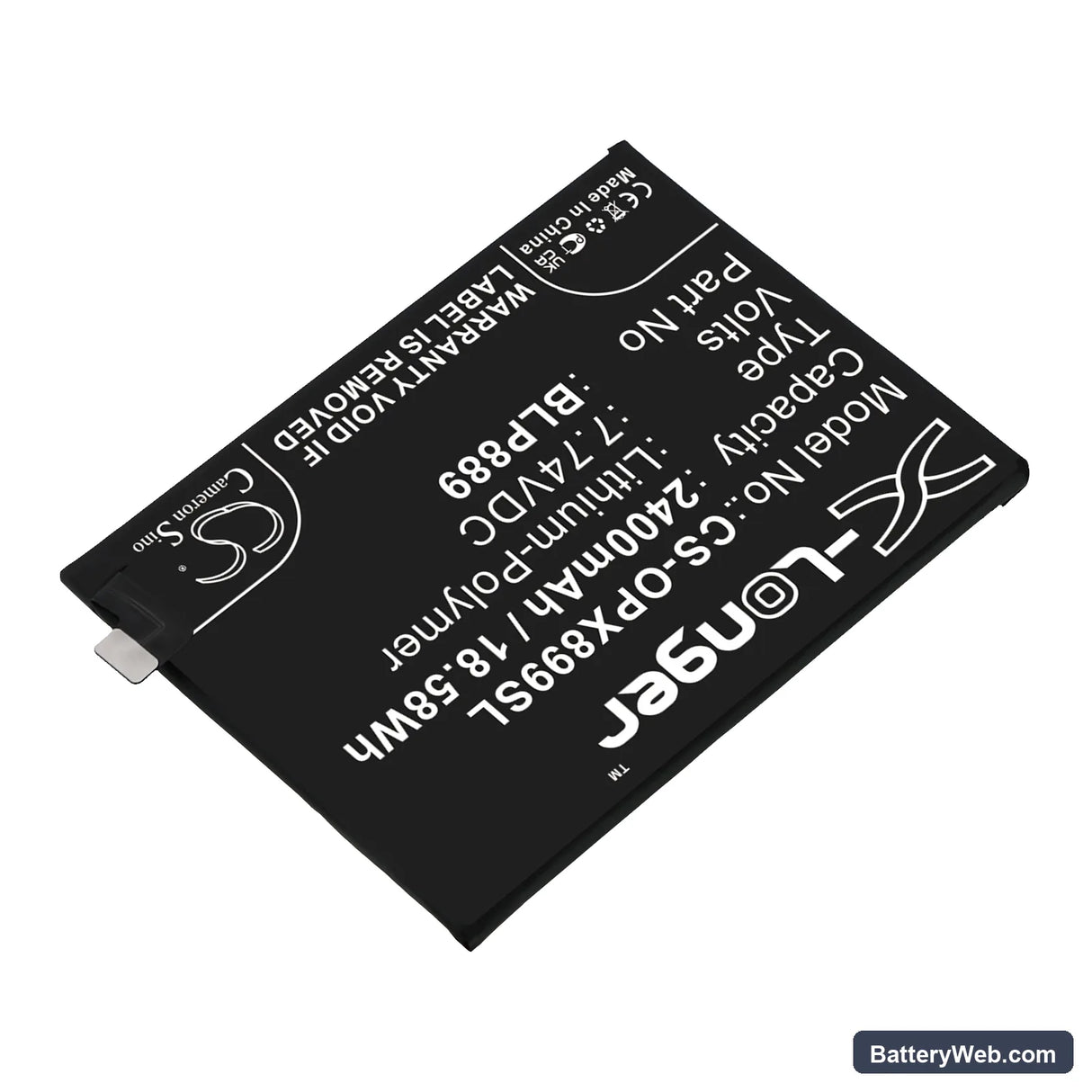 Oppo Find X5 Pro Replacement Battery, 7.74V, 2400mAh, Li-Polymer 2