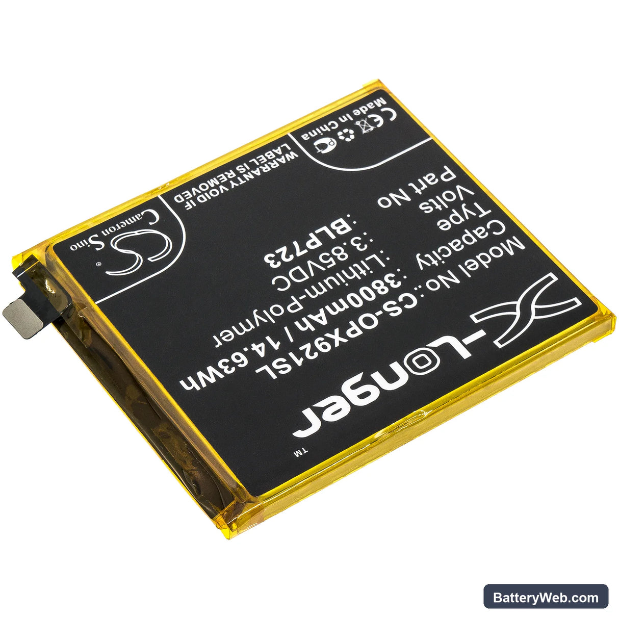 Oppo Realme XT Replacement Battery, 3.85V, 3800mAh, Li-Polymer 2