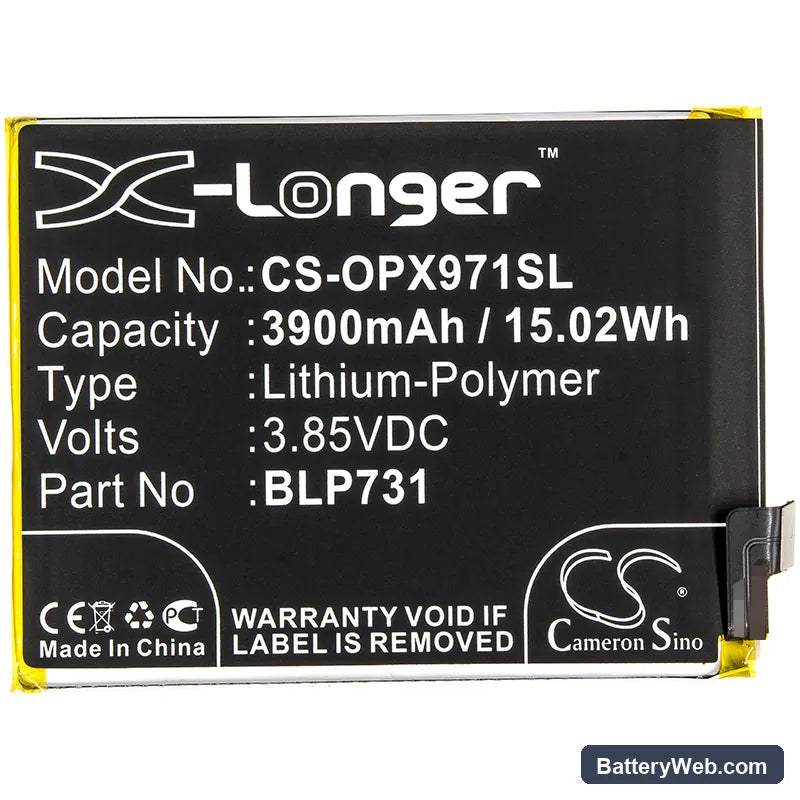 Oppo Realme 5 Pro Replacement Battery, 3.85V, 3900mAh, Li-Polymer 3