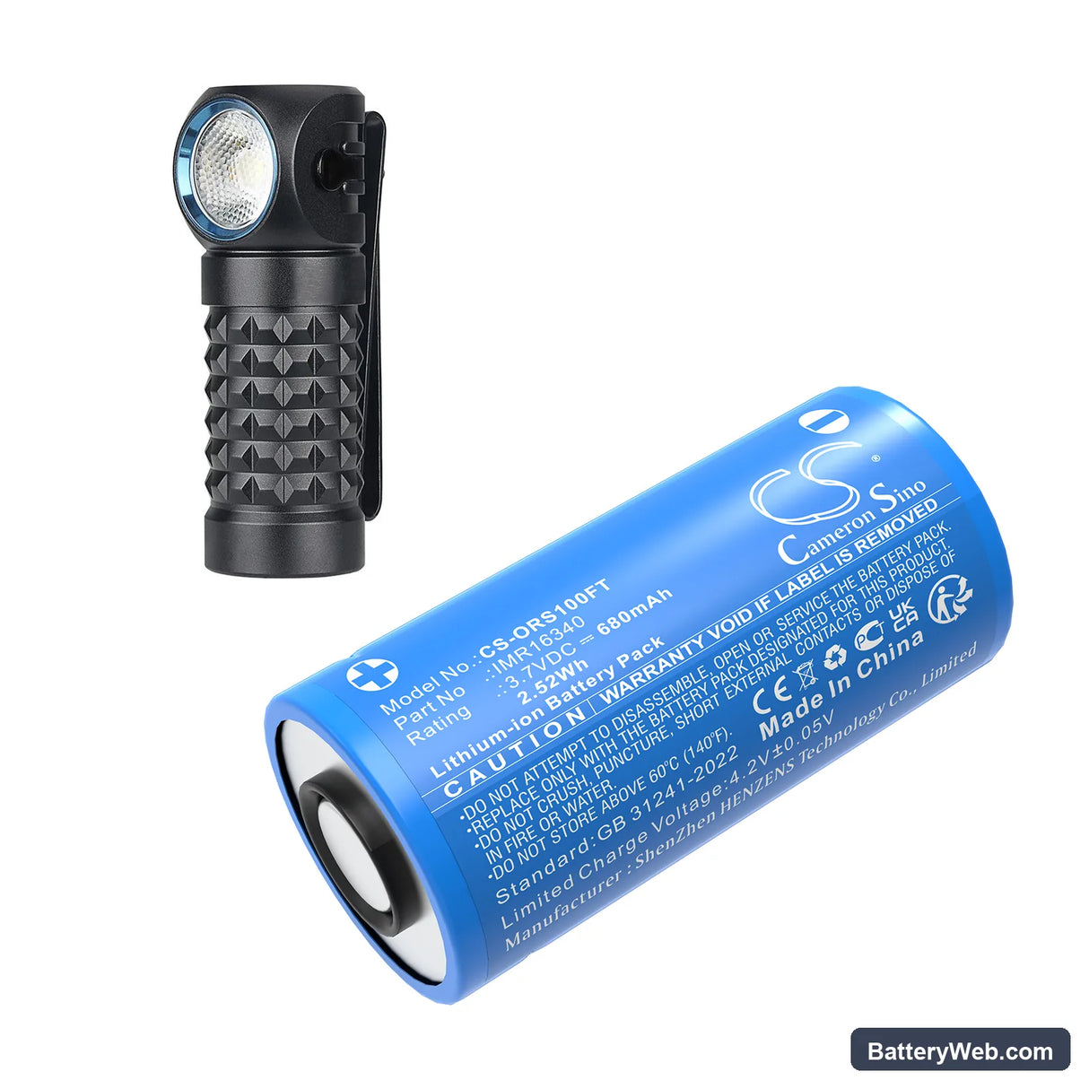 Olight Baton 3 Replacement Battery, 3.7V, 680mAh, Li-ion 6