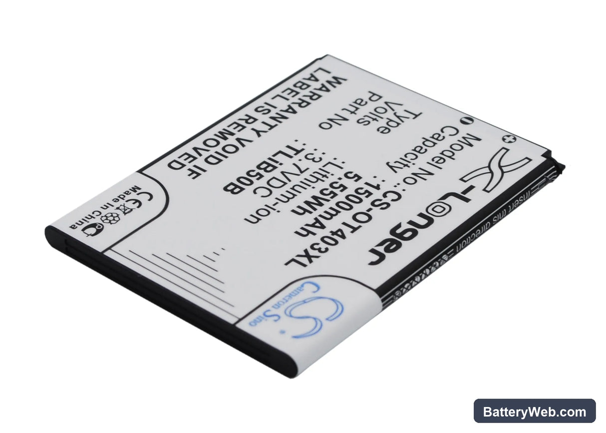 Alcatel OT-4030 Replacement Battery, 3.7V, 1500mAh, Li-ion 3
