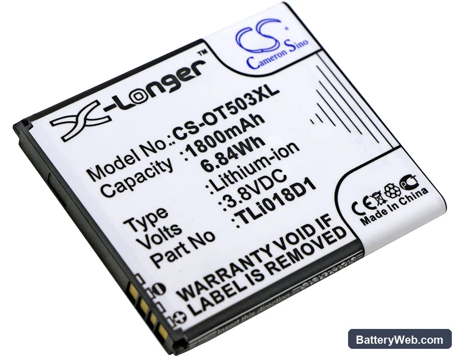 TCL One Touch Pop D5 Replacement Battery, 3.8V, 1800mAh, Li-ion 1