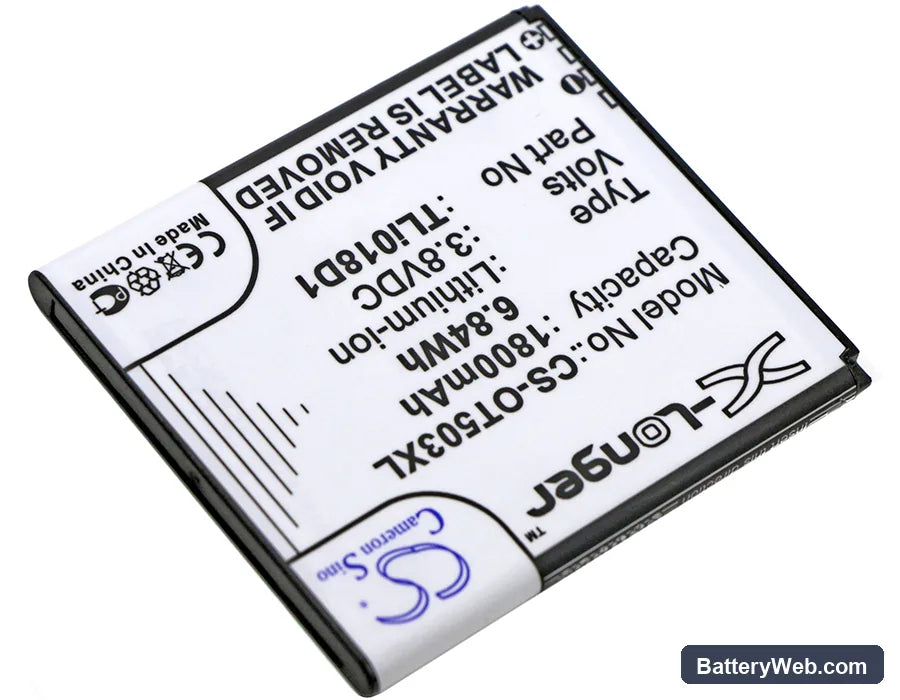 TCL One Touch Pop D5 Replacement Battery, 3.8V, 1800mAh, Li-ion 2