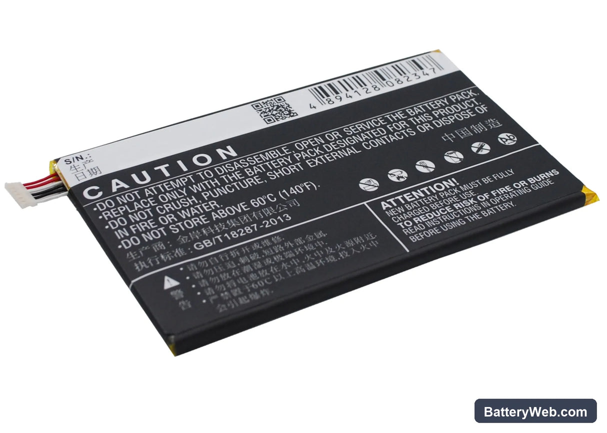 Alcatel One Touch Hero Replacement Battery, 3.8V, 3400mAh, Li-Polymer 5