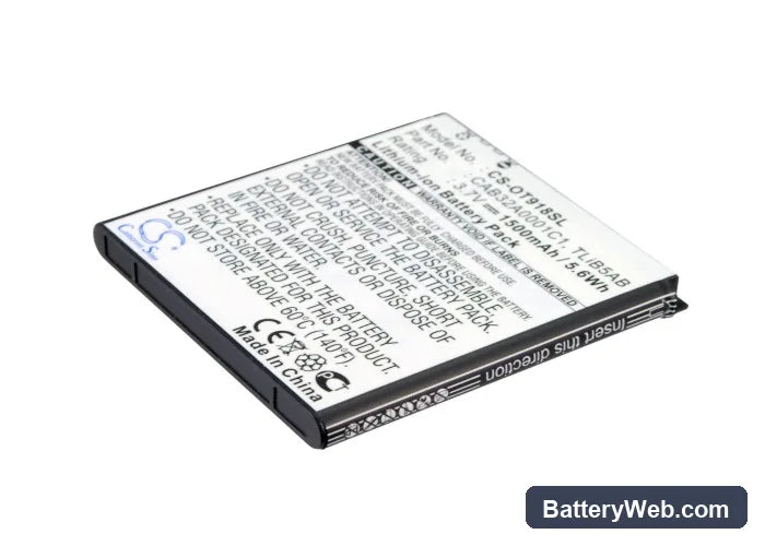 TCL A986 Replacement Battery, 3.7V, 1500mAh, Li-ion 4
