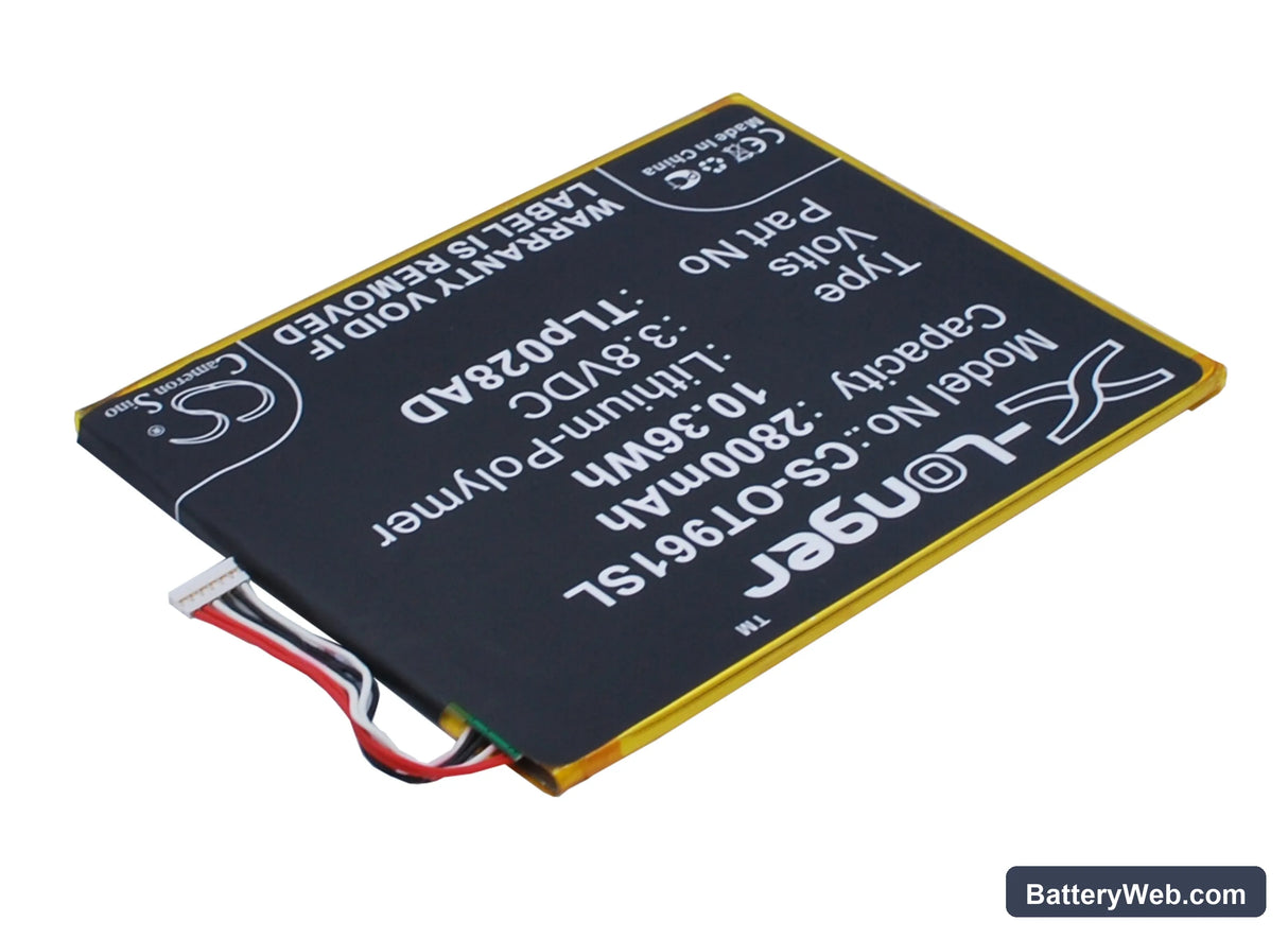 Alcatel One Touch Pixi 7 Replacement Battery, 3.8V, 2800mAh, Li-Polymer 2