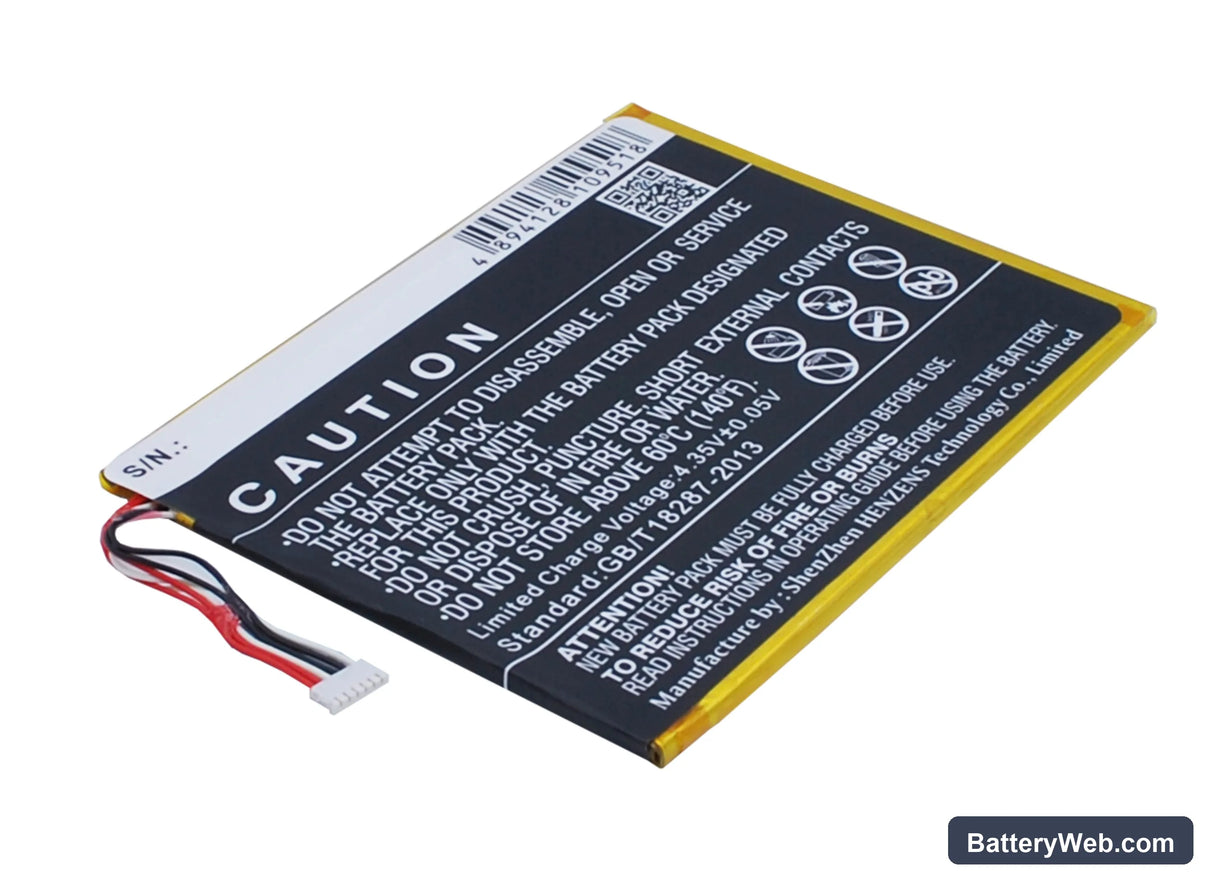 Alcatel One Touch Pixi 7 Replacement Battery, 3.8V, 2800mAh, Li-Polymer 3