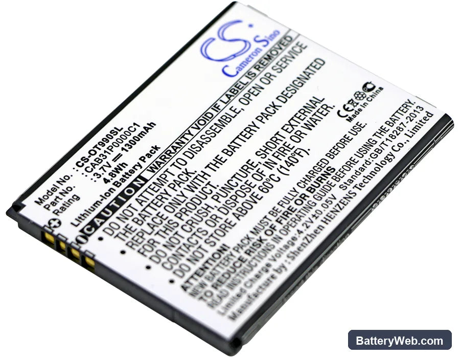 MegaFon Optima MS3B Replacement Battery, 3.7V, 1300mAh, Li-ion 1