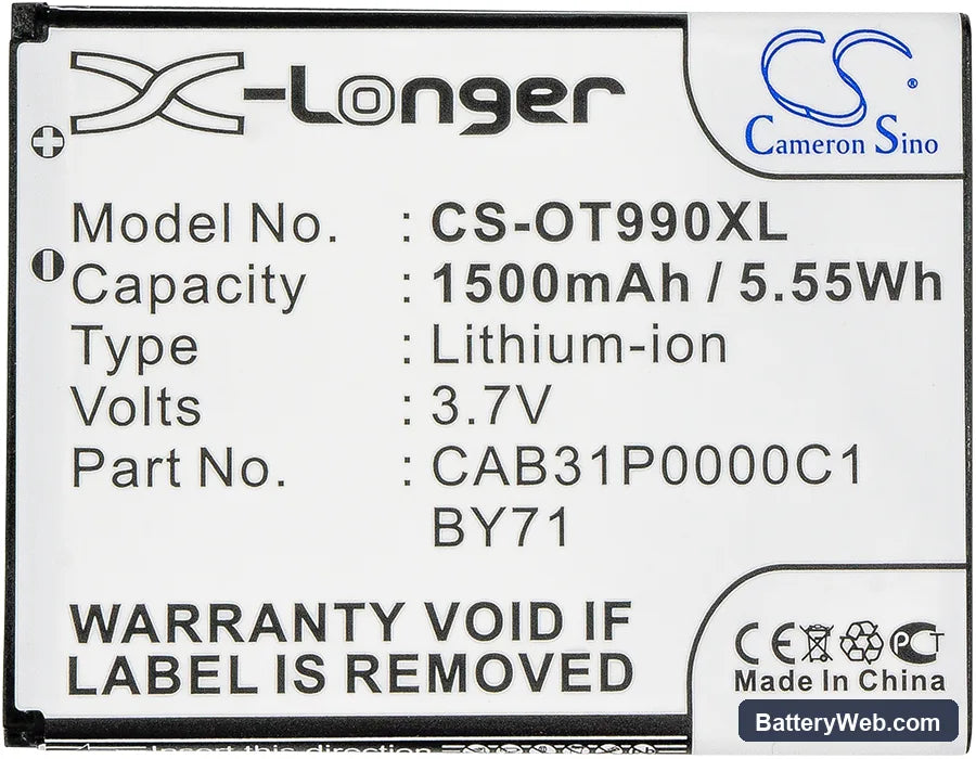 T-Mobile Move Replacement Battery, 3.7V, 1500mAh, Li-ion 5