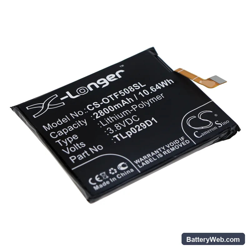 Alcatel 3 Replacement Battery, 3.8V, 2800mAh, Li-Polymer 1
