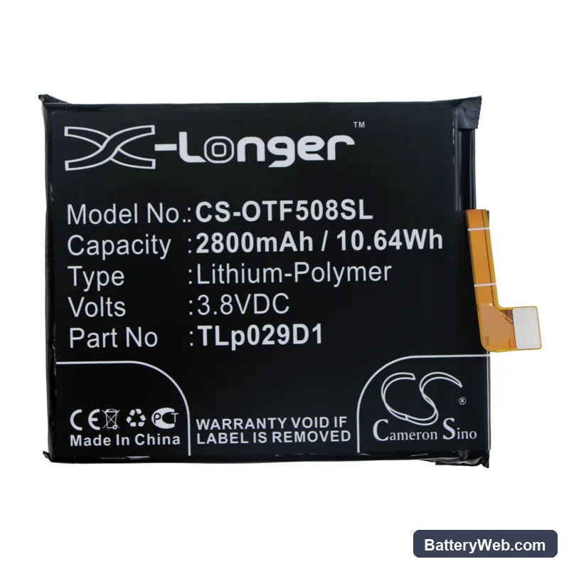 Alcatel 3 Replacement Battery, 3.8V, 2800mAh, Li-Polymer 3