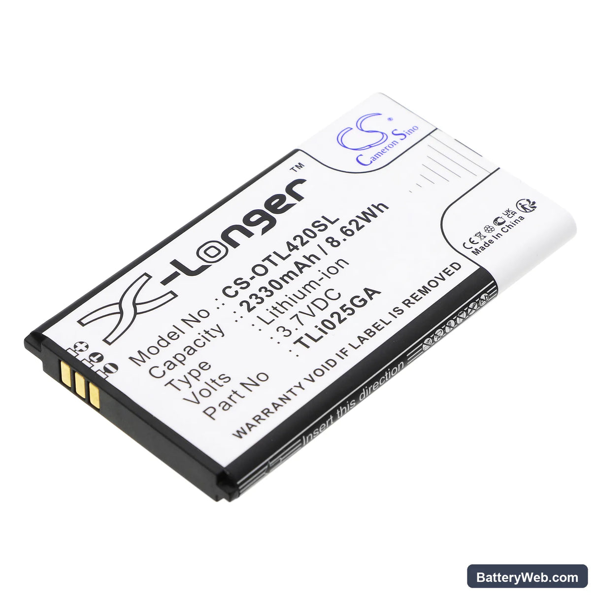 Alcatel Link Zone Replacement Battery, 3.7V, 2330mAh, Li-ion 1