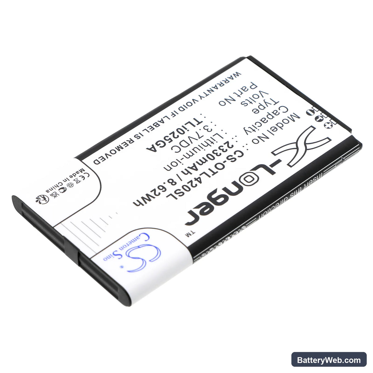 Alcatel Link Zone Replacement Battery, 3.7V, 2330mAh, Li-ion 2