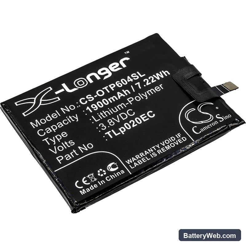 Alcatel One Touch Pop Up Replacement Battery, 3.8V, 1900mAh, Li-Polymer 1