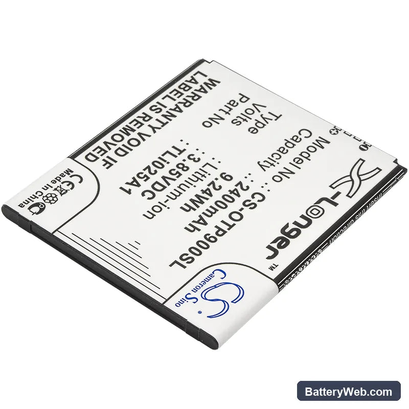 Alcatel One Touch Pixi 4 6" Replacement Battery, 3.85V, 2400mAh, Li-ion 2