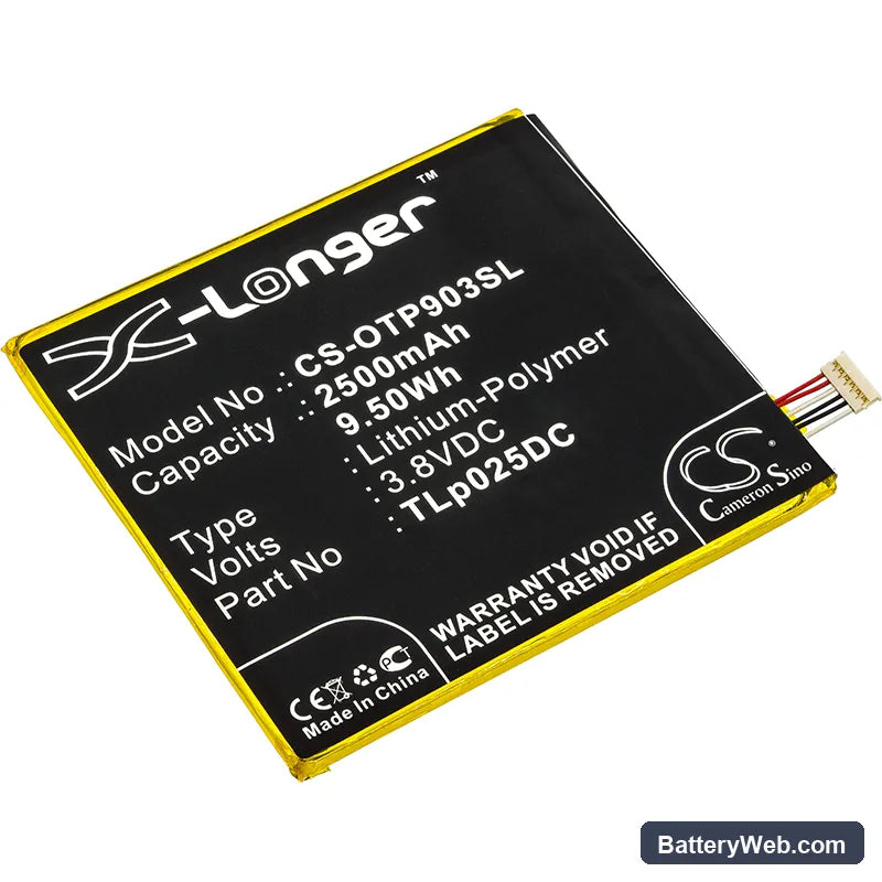 Alcatel OT-8050D Replacement Battery, 3.8V, 2500mAh, Li-Polymer 1