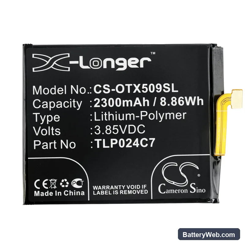 Alcatel 1X Replacement Battery, 3.85V, 2300mAh, Li-Polymer 3