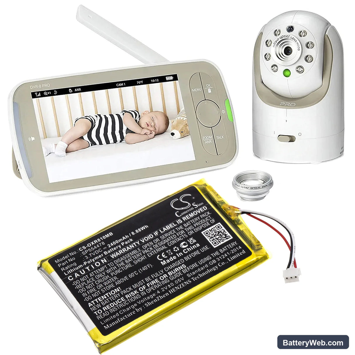 Infant Optics DXR-8 Pro Replacement Battery, 3.7V, 2400mAh, Li-Polymer 6