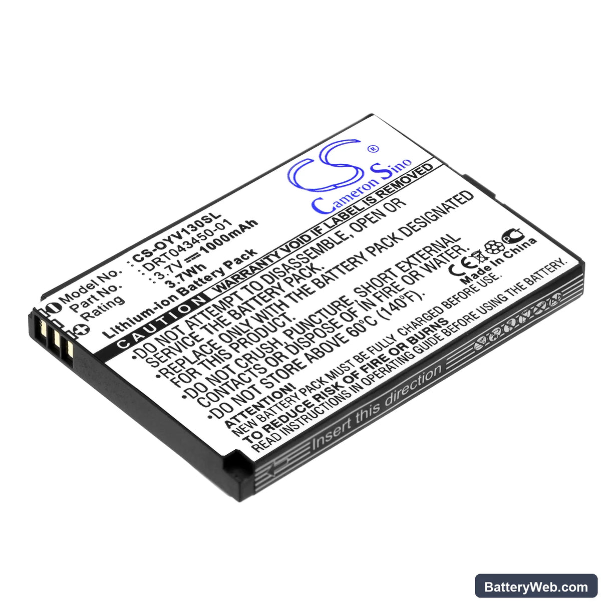 Olympia Vox Replacement Battery, 3.7V, 1000mAh, Li-ion 1