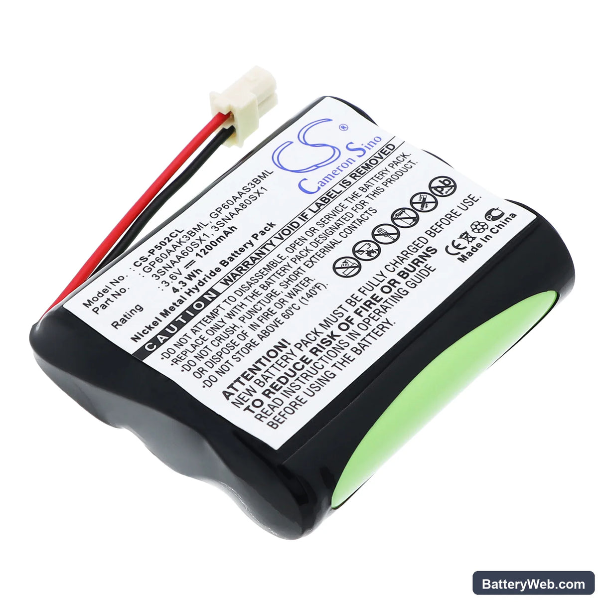 Sylvania 39230 Replacement Battery, 3.6V, 1200mAh, Ni-MH 1