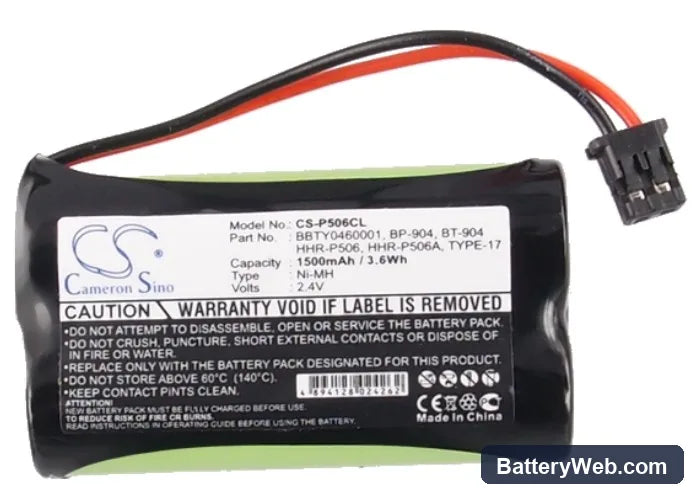 GP GP60AAS2BMX Replacement Battery, 2.4V, 1500mAh, Ni-MH 6