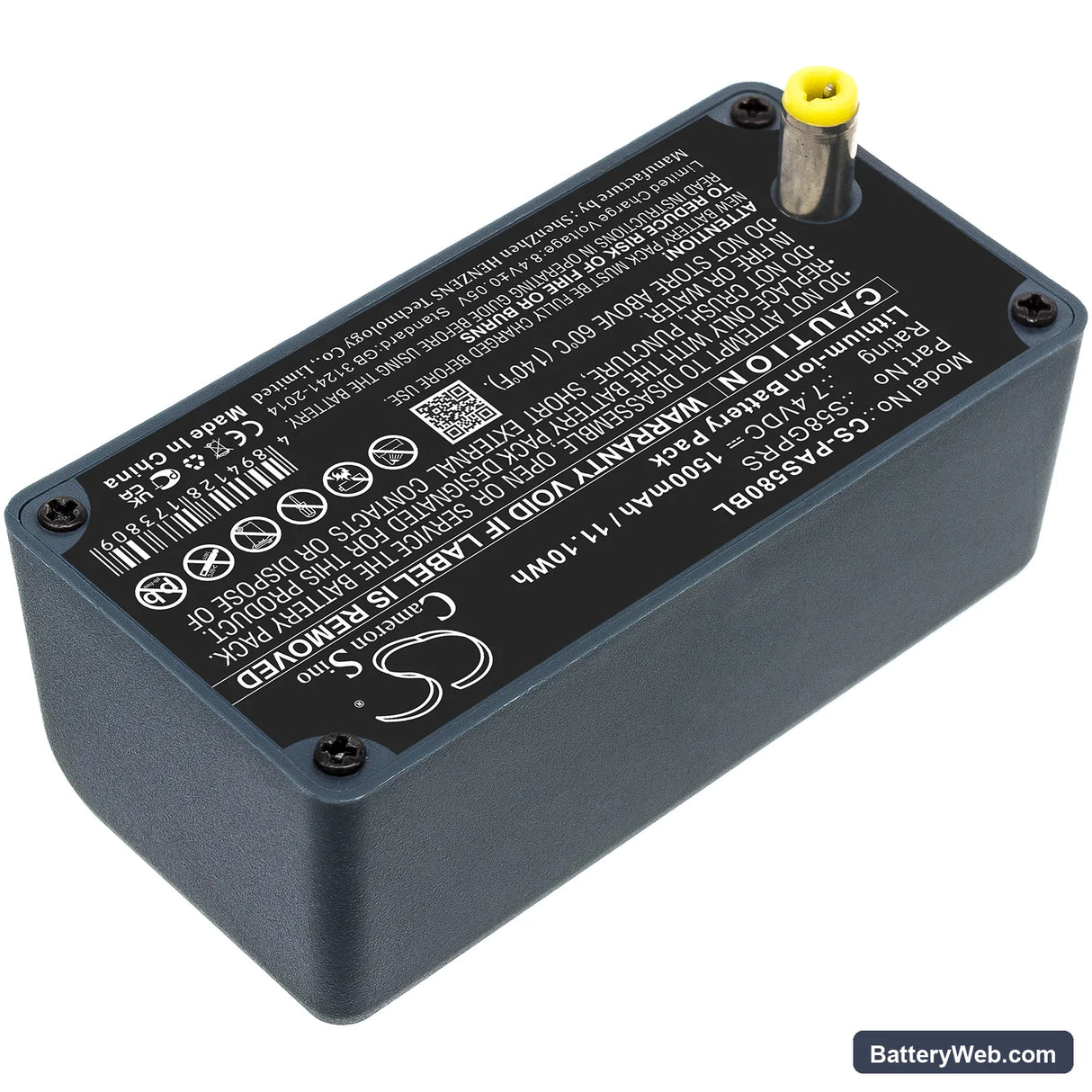 Pax S58 Replacement Battery, 7.4V, 1500mAh, Li-ion 2