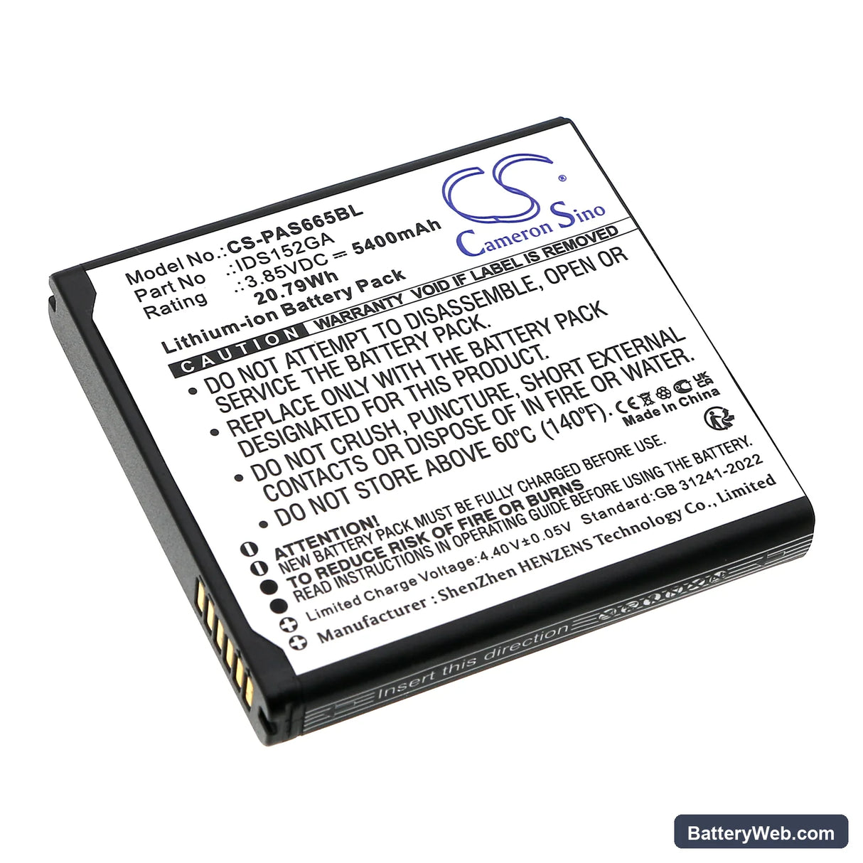 Pax Replacement Battery, 3.85V, 5400mAh, Li-ion 1