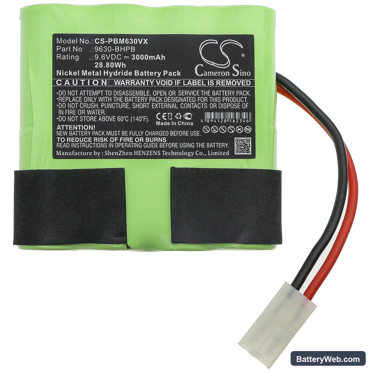 Water Tech Pool Blaster Max CG Replacement Battery, 9.6V, 3000mAh, Ni-MH 3