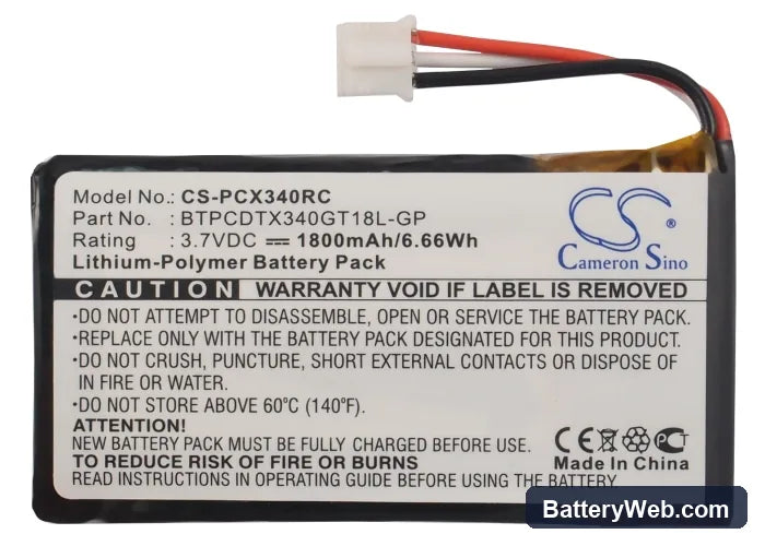 Sprint TX340GT Replacement Battery, 3.7V, 1800mAh, Li-Polymer 5