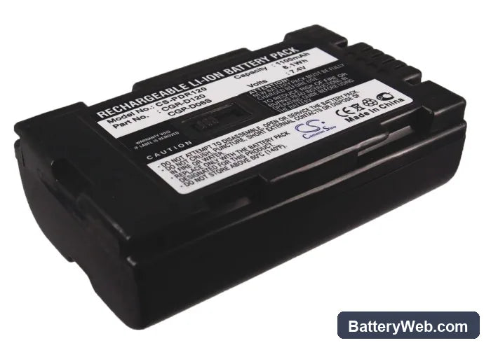 Panasonic AG-DVC15 Replacement Battery, 7.4V, 1100mAh, Li-ion 2