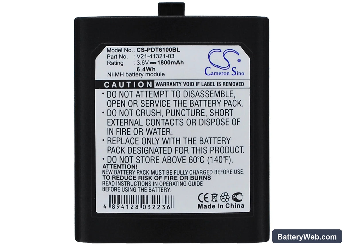Symbol PDT6100 Replacement Battery, 3.6V, 1800mAh, Ni-MH 5