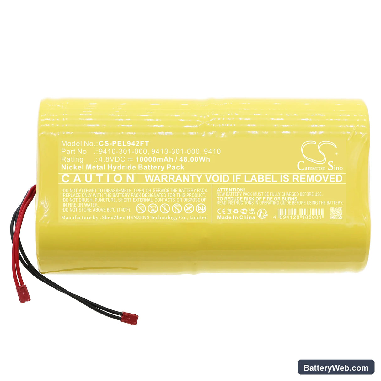 Pelican 9410 Replacement Battery, 4.8V, 10000mAh, Ni-MH 3