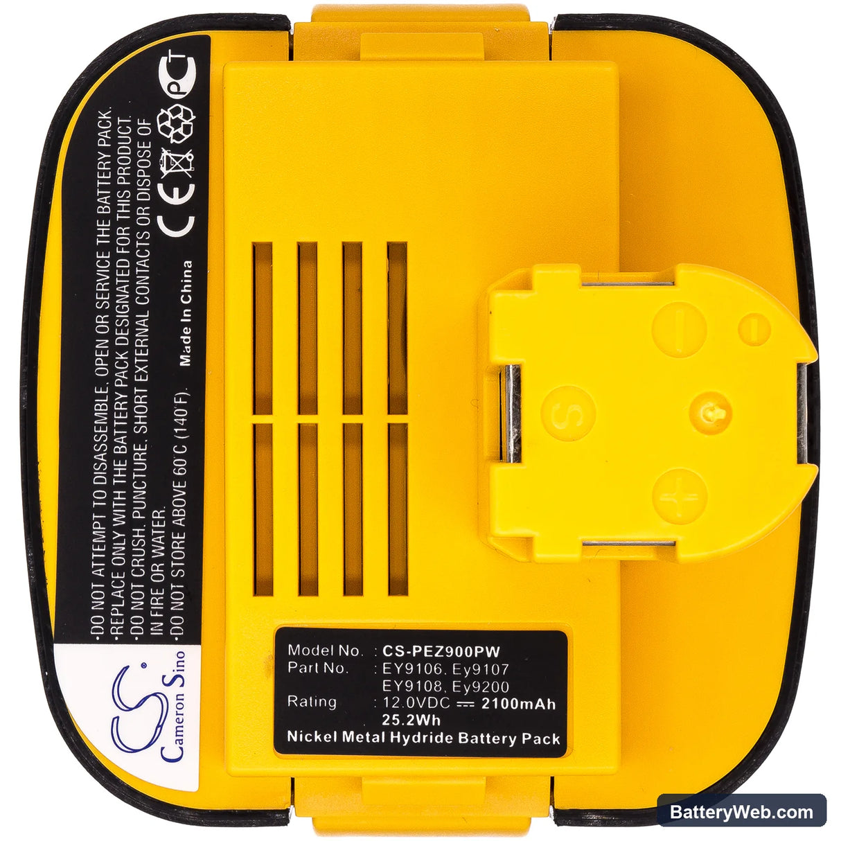 Panasonic EY6107 Replacement Battery, 12V, 2100mAh, Ni-MH 3