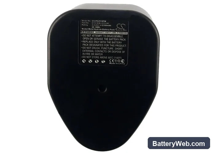 Panasonic EZ571 Replacement Battery, 9.6V, 2100mAh, Ni-MH 5