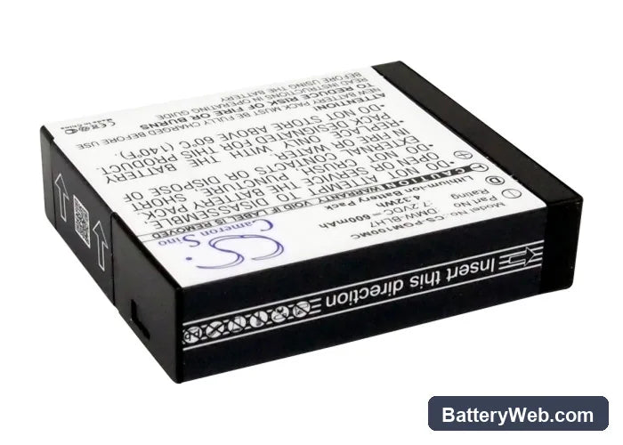 Panasonic Lumix DMC-GM1 Replacement Battery, 7.2V, 600mAh, Li-ion 2