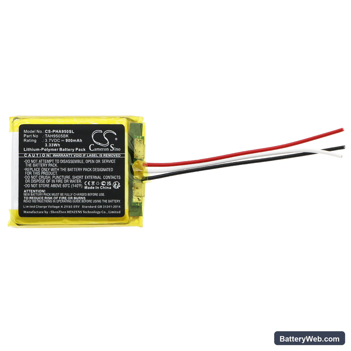 Philips TAH9505BK Replacement Battery, 3.7V, 900mAh, Li-Polymer 3
