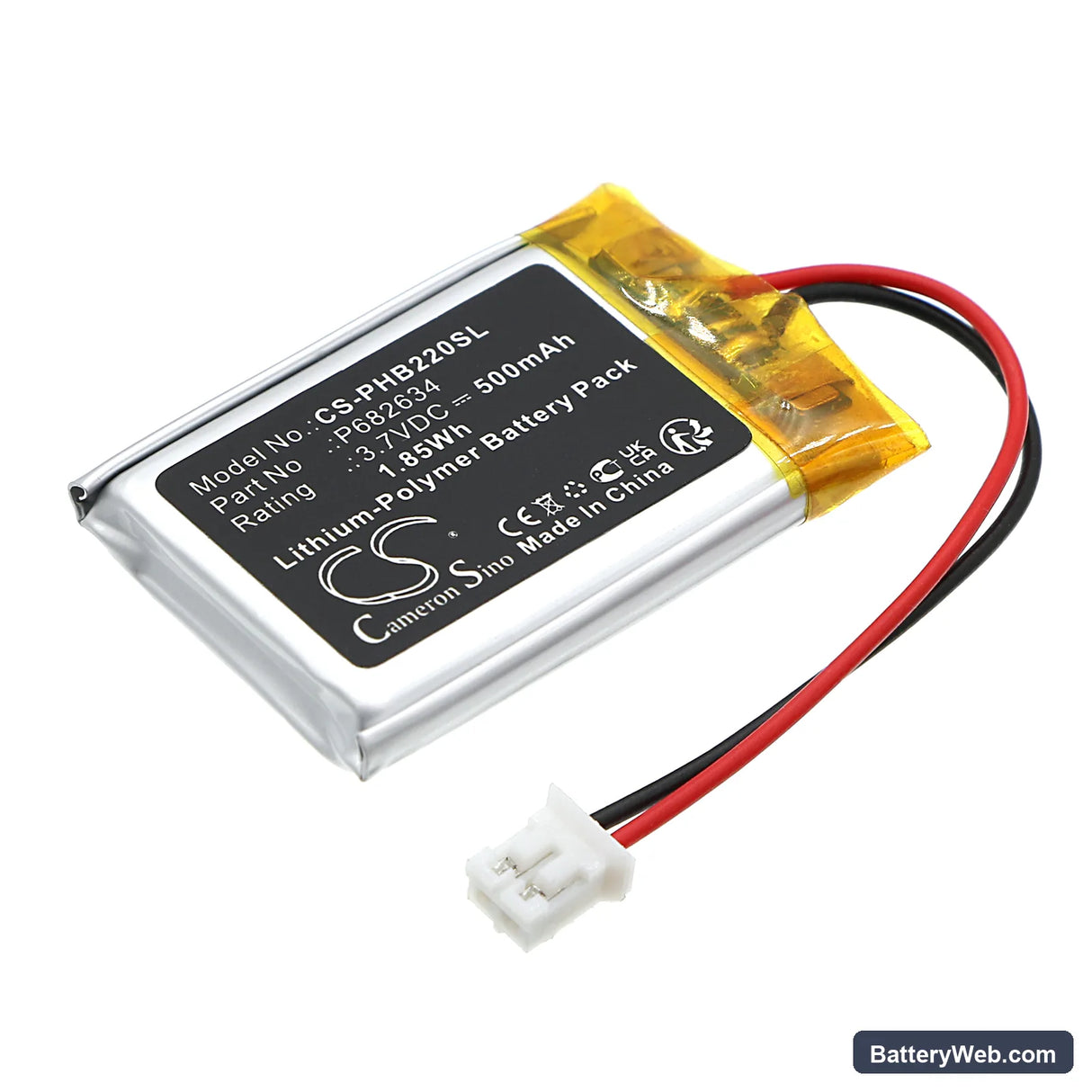 Philips BT2200B Replacement Battery, 3.7V, 500mAh, Li-Polymer 1