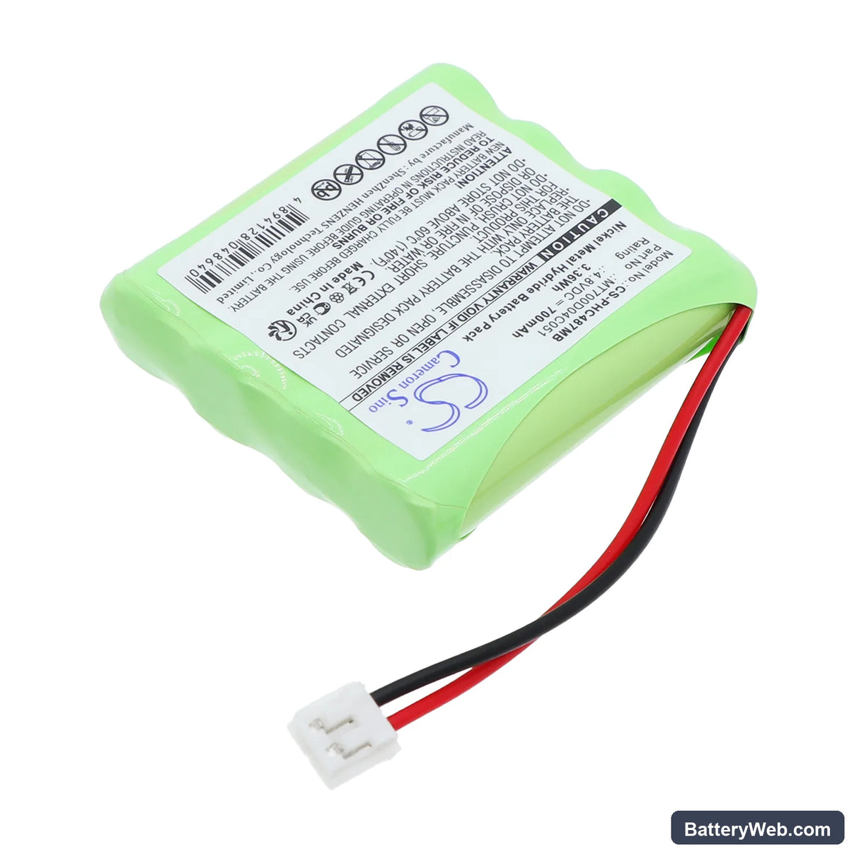 Harting & Helling Janosch MBF5050 Replacement Battery, 4.8V, 700mAh, Ni-MH 2