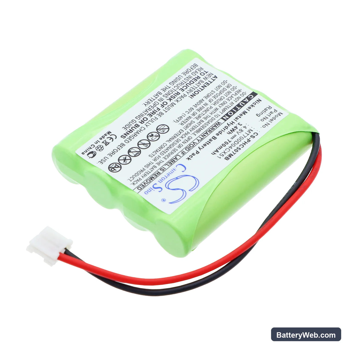 Philips SBC-EB4880 A1507 Replacement Battery, 4.8V, 700mAh, Ni-MH 2