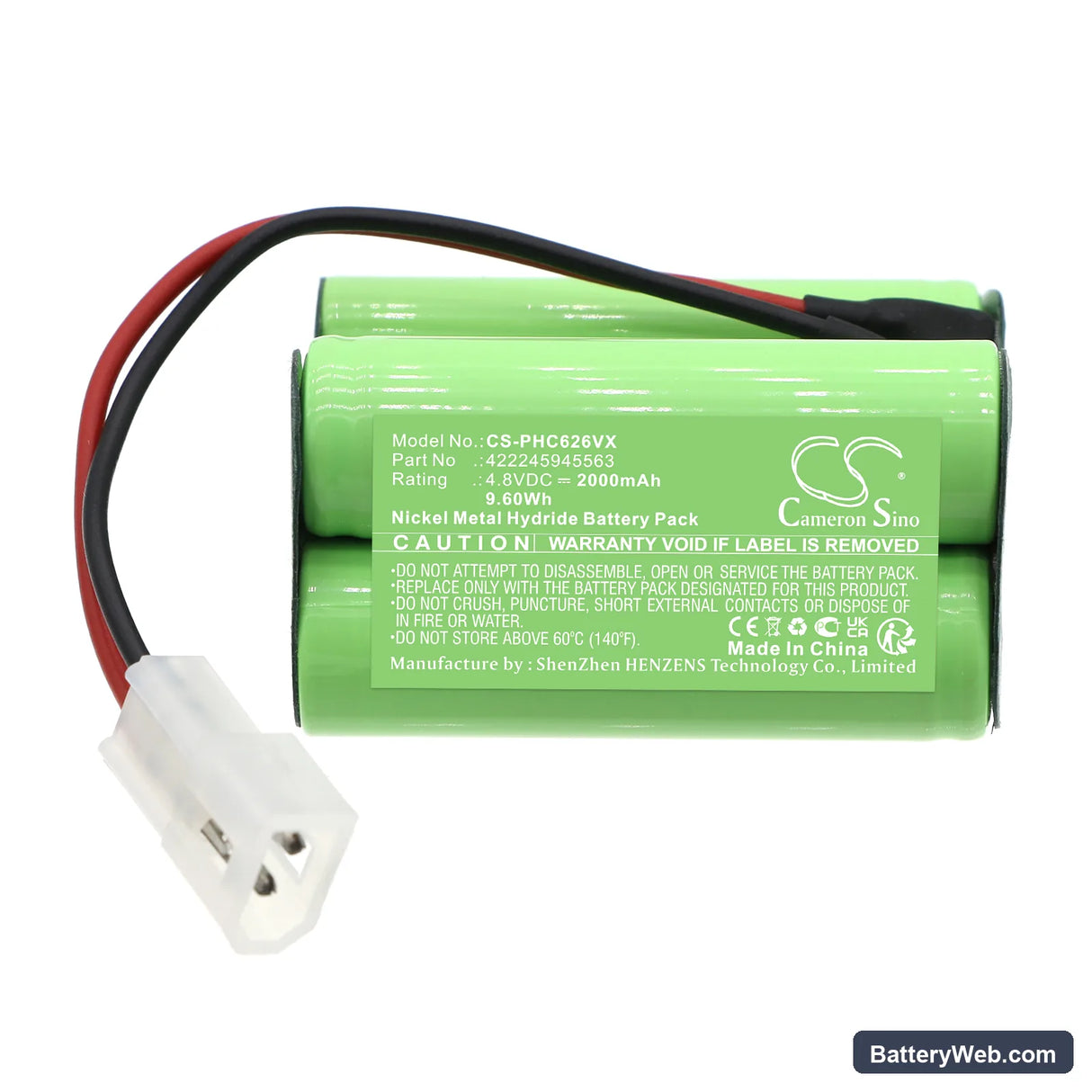 Philips FC6126/01 Replacement Battery, 4.8V, 2000mAh, Ni-MH 3