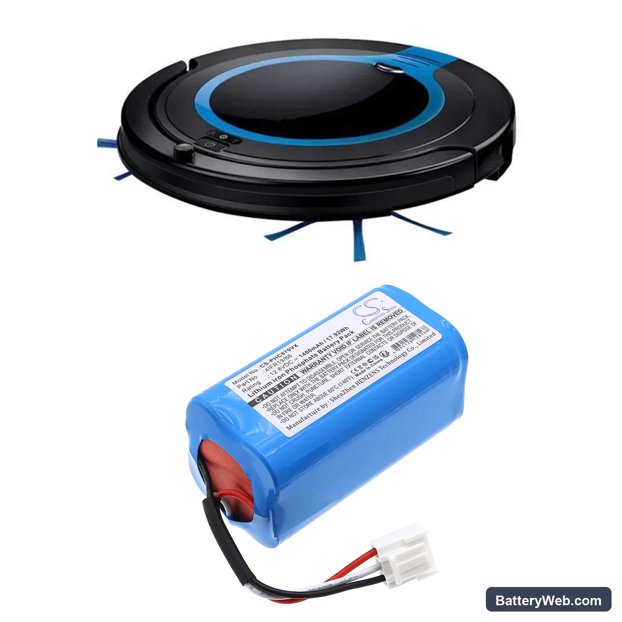 Philips FC8700 Replacement Battery, 12.8V, 1400mAh, LiFePO4 6