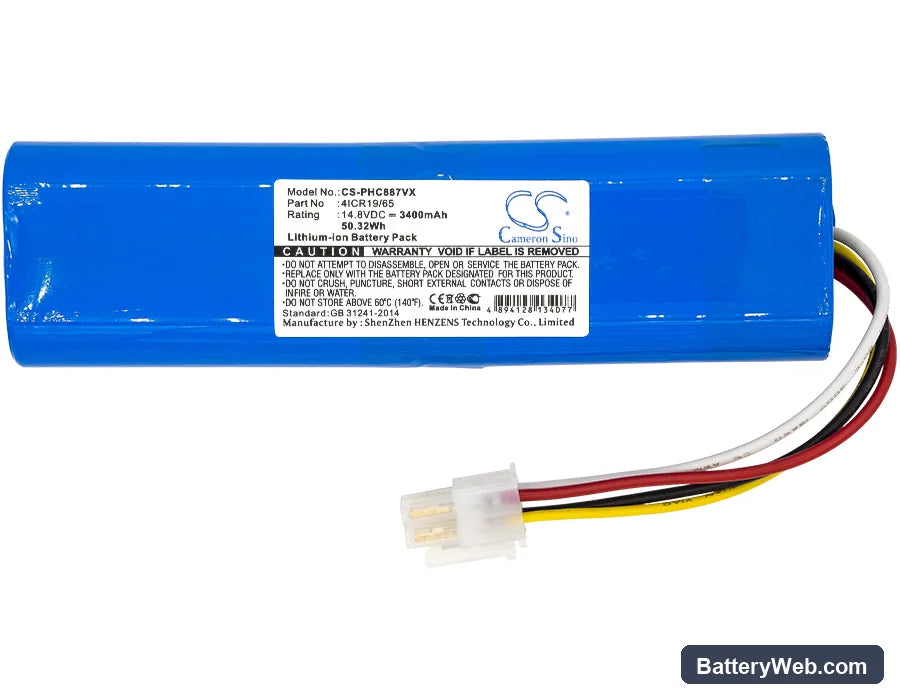 Philips FC8772 Replacement Battery, 14.8V, 3400mAh, Li-ion 3