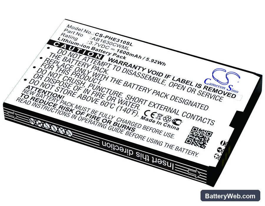 Philips E330 Replacement Battery, 3.8V, 3950mAh, Li-ion 1