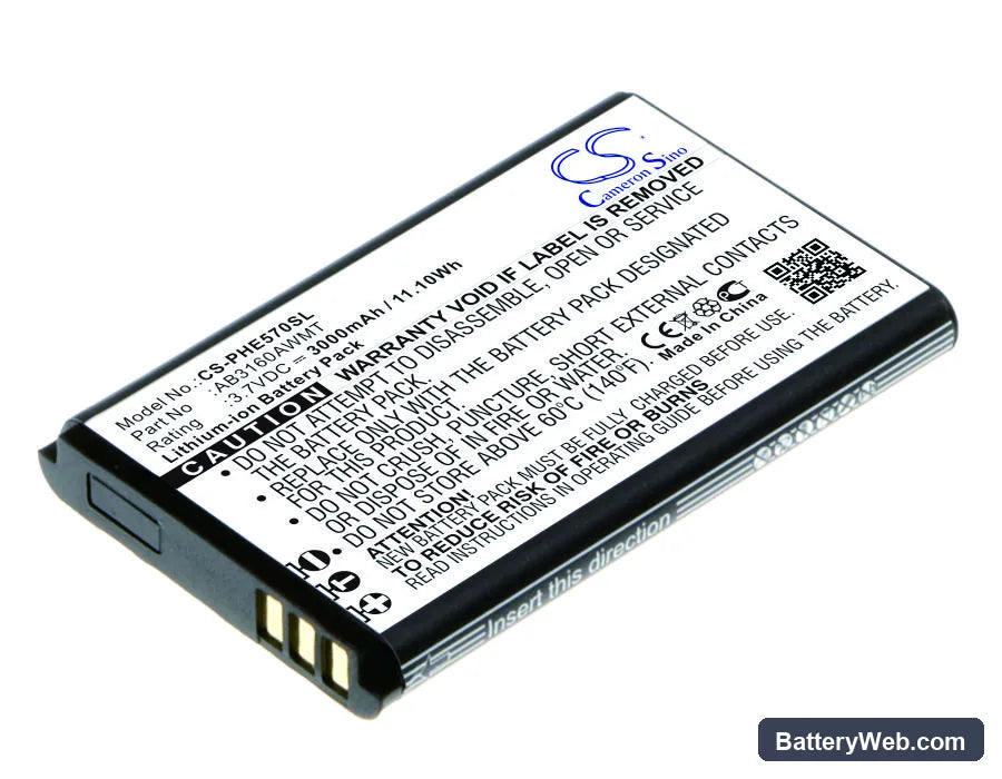 Philips E570 Replacement Battery, 3.7V, 3000mAh, Li-ion 1