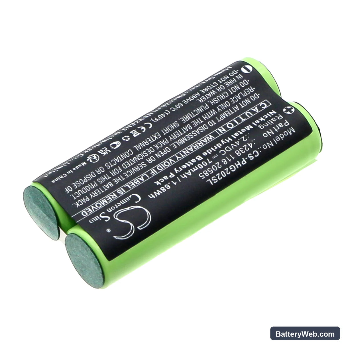 Philips BT9290 Replacement Battery, 2.4V, 700mAh, Ni-MH 2