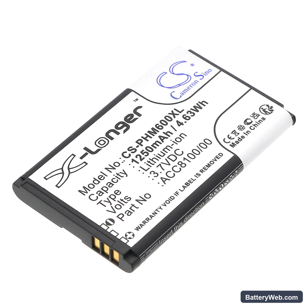 Philips Pocket Memo DPM6000 Replacement Battery, 3.7V, 1250mAh, Li-ion 1