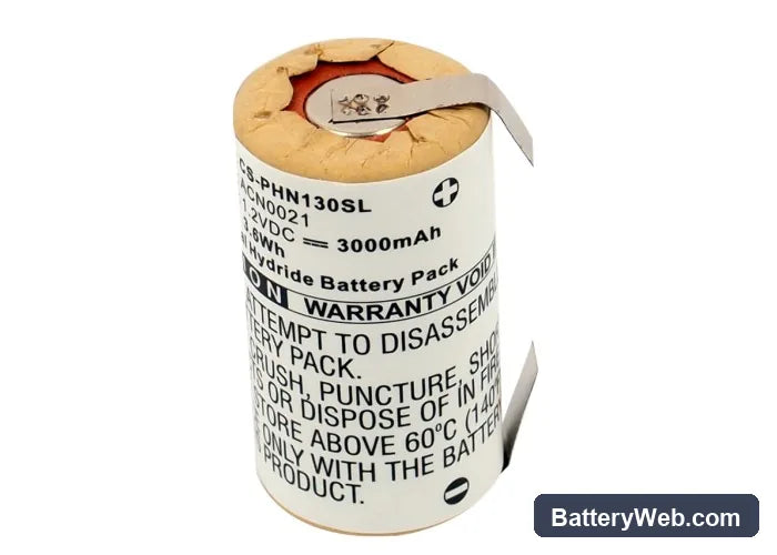 Philips HP1304 Replacement Battery, 1.2V, 3000mAh, Ni-MH 4