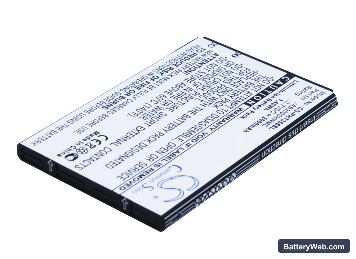 Philips Xenium T3566 Replacement Battery, 3.7V, 2000mAh, Li-ion 2
